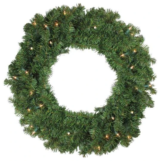 Northlight 24" Pre-Lit Canadian Pine Artificial Wreath, Clear Lights 4 Northlight 24" Pre-Lit Canadian Pine Artificial Wreath, Clear Lights - Image 2