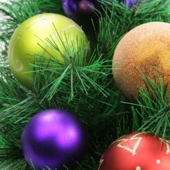 Northlight 24" Pre-Decorated Multicolor Ball Ornament Long Needle Pine Artificial Christmas Wreath, Unlit 10 Northlight 24" Pre-Decorated Multicolor Ball Ornament Long Needle Pine Artificial Christmas Wreath, Unlit -Michaels X-Mas Decor 28529 31453567 1