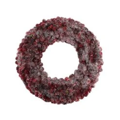 Northlight 18" Wine Burgundy Glitter Pine Cone Artificial Christmas Wreath, Unlit