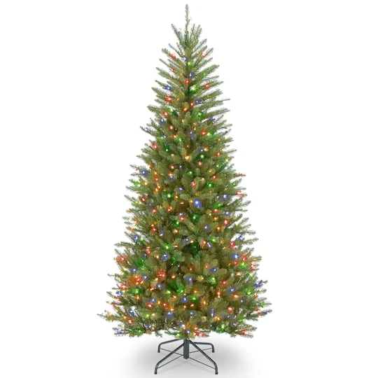 6.5 Ft. Pre-Lit Dunhill® Fir Slim Artificial Christmas Tree, Multicolor Lights 3 6.5 Ft. Pre-Lit Dunhill® Fir Slim Artificial Christmas Tree, Multicolor Lights