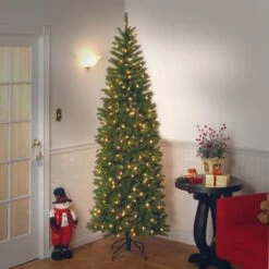 7ft. Pre-lit Kingswood Fir Pencil Artificial Christmas Tree, Clear Lights -Michaels X-Mas Decor 28904 KW7 300 70 4