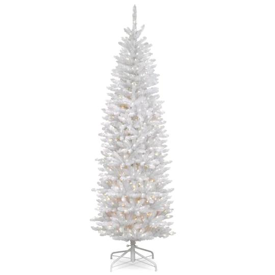 7.5 Ft. Pre-Lit Kingswood™ White Fir Pencil Artificial Christmas Tree, Clear Lights 3 7.5 Ft. Pre-Lit Kingswood™ White Fir Pencil Artificial Christmas Tree, Clear Lights