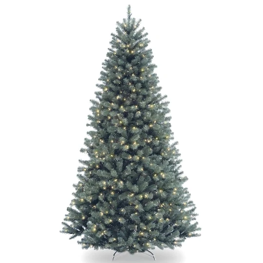 7.5 Ft. Pre-lit Hinged North Valley Spruce Blue Medium Artificial Christmas Tree, Clear Lights 4 7.5 Ft. Pre-lit Hinged North Valley Spruce Blue Medium Artificial Christmas Tree, Clear Lights - Image 2