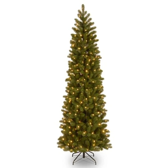 7.5 Ft. Pre-lit Feel Real® Hinged Down Swept Douglas Fir Pencil Artificial Christmas Tree, Clear Lights 4 7.5 Ft. Pre-lit Feel Real® Hinged Down Swept Douglas Fir Pencil Artificial Christmas Tree, Clear Lights - Image 2