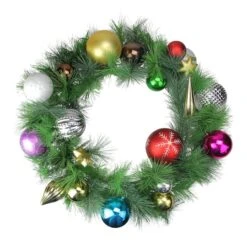 Northlight 24" Pre-Decorated Multicolor Ball Ornament Long Needle Pine Artificial Christmas Wreath, Unlit 11 Northlight 24" Pre-Decorated Multicolor Ball Ornament Long Needle Pine Artificial Christmas Wreath, Unlit -Michaels X-Mas Decor D027330S 11