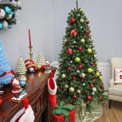 7.5 Ft. Pre-lit Hinged North Valley Spruce Medium Artificial Christmas Tree, Multicolor Lights -Michaels X-Mas Decor D039995S 15