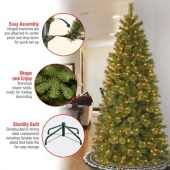 7.5 Ft. Pre-Lit Tacoma Pine Slim Artificial Christmas Tree, Clear Lights 15 7.5 Ft. Pre-Lit Tacoma Pine Slim Artificial Christmas Tree, Clear Lights -Michaels X-Mas Decor D040033S 16