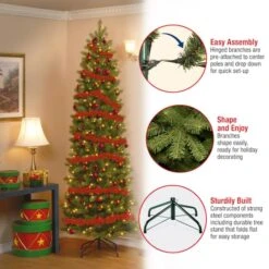 7.5 Ft. Pre-lit Feel Real® Hinged Down Swept Douglas Fir Pencil Artificial Christmas Tree, Clear Lights 17 7.5 Ft. Pre-lit Feel Real® Hinged Down Swept Douglas Fir Pencil Artificial Christmas Tree, Clear Lights -Michaels X-Mas Decor D040076S 17