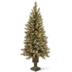 4ft. Pre-Lit Glittery Bristle® Entrance Tree With Warm White LED Lights