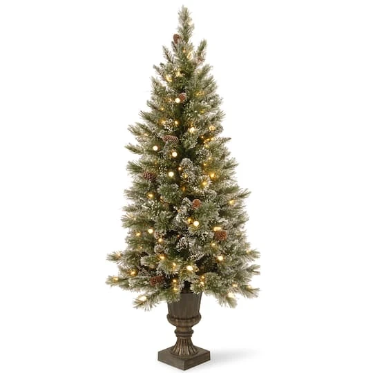 4ft. Pre-Lit Glittery Bristle® Entrance Tree With Warm White LED Lights 3 4ft. Pre-Lit Glittery Bristle® Entrance Tree With Warm White LED Lights