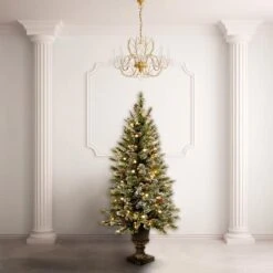 4ft. Pre-Lit Glittery Bristle® Entrance Tree With Warm White LED Lights 8 4ft. Pre-Lit Glittery Bristle® Entrance Tree With Warm White LED Lights -Michaels X-Mas Decor D205075S 12