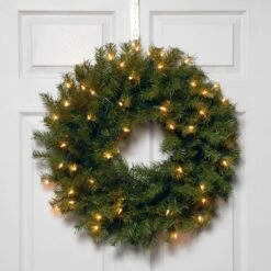 24" Norwood Fir Wreath With Warm White LED Lights -Michaels X-Mas Decor D206562S 14