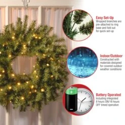 24" Norwood Fir Wreath With Warm White LED Lights -Michaels X-Mas Decor D206562S 16