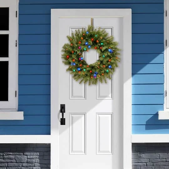 24" Norwood Fir Wreath With Multicolored LED Lights 5 24" Norwood Fir Wreath With Multicolored LED Lights - Image 3