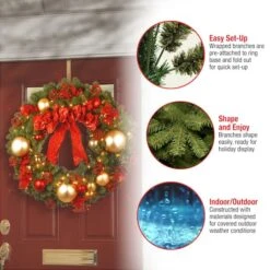 36" Decorative Collection Cozy Christmas Wreath With Red & Clear Lights -Michaels X-Mas Decor D206568S 15