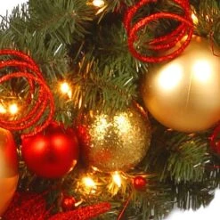 36" Decorative Collection Cozy Christmas Wreath With Red & Clear Lights -Michaels X-Mas Decor D206568S 3