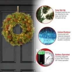 30" White Pine & Pine Cones Wreath With Soft White LED Lights 13 30" White Pine & Pine Cones Wreath With Soft White LED Lights -Michaels X-Mas Decor D206573S 15