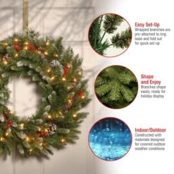 30" Frosted Berry Wreath With 100ct. Clear Lights -Michaels X-Mas Decor D206605S 15
