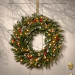 30" Frosted Berry Wreath With 100ct. Clear Lights -Michaels X-Mas Decor D206605S 2
