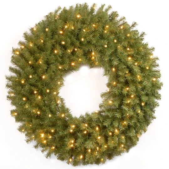 30" Norwood Fir Wreath With 100ct. Warm White Battery Operated LED Lights 4 30" Norwood Fir Wreath With 100ct. Warm White Battery Operated LED Lights - Image 2
