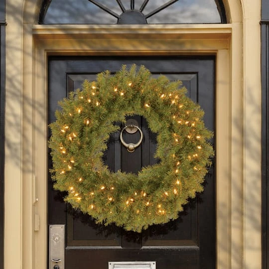 30" Norwood Fir Wreath With 100ct. Warm White Battery Operated LED Lights 5 30" Norwood Fir Wreath With 100ct. Warm White Battery Operated LED Lights - Image 3