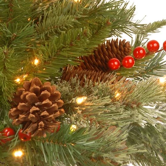 24" Feel Real® Colonial Wreath With Pine Cones, Red Berries & Dual Color LED Lights 6 24" Feel Real® Colonial Wreath With Pine Cones, Red Berries & Dual Color LED Lights - Image 4