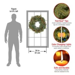 24" Feel Real® Colonial Wreath With Pine Cones, Red Berries & Dual Color LED Lights 12 24" Feel Real® Colonial Wreath With Pine Cones, Red Berries & Dual Color LED Lights -Michaels X-Mas Decor D206626S 4