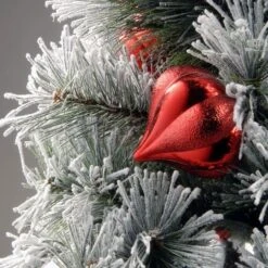 24" Snowy Bristle Pine Wreaths With Red & Silver Ornaments & Warm White LED Lights 11 24" Snowy Bristle Pine Wreaths With Red & Silver Ornaments & Warm White LED Lights -Michaels X-Mas Decor D206633S 3