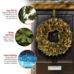 24" Glittery Bristle® Pine Wreath With Clear Lights 13 24" Glittery Bristle® Pine Wreath With Clear Lights -Michaels X-Mas Decor D206644S 15