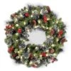 24" Crestwood® Spruce Wreath With Silver Bristle, Pine Cones, Red Berries & Glitter With Warm White LED Lights 2 24" Crestwood® Spruce Wreath With Silver Bristle, Pine Cones, Red Berries & Glitter With Warm White LED Lights -Michaels X-Mas Decor D206651S 1