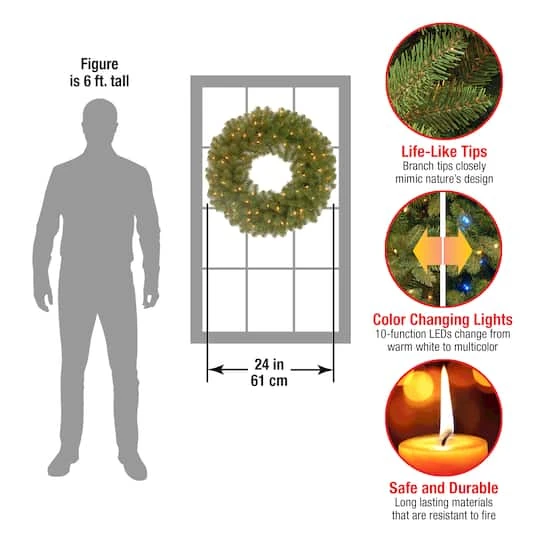 24" North Valley® Spruce Wreath With Dual Color LED Lights 7 24" North Valley® Spruce Wreath With Dual Color LED Lights - Image 5