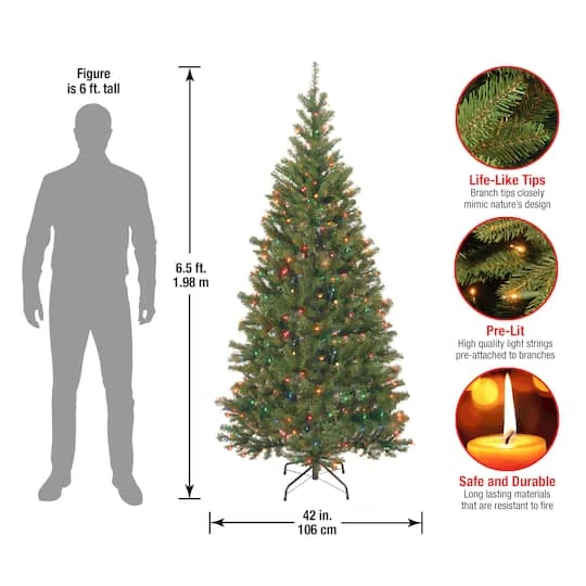 6.5ft. Pre-Lit Aspen Spruce Artificial Christmas Tree, Multicolor Lights 8 6.5ft. Pre-Lit Aspen Spruce Artificial Christmas Tree, Multicolor Lights - Image 6