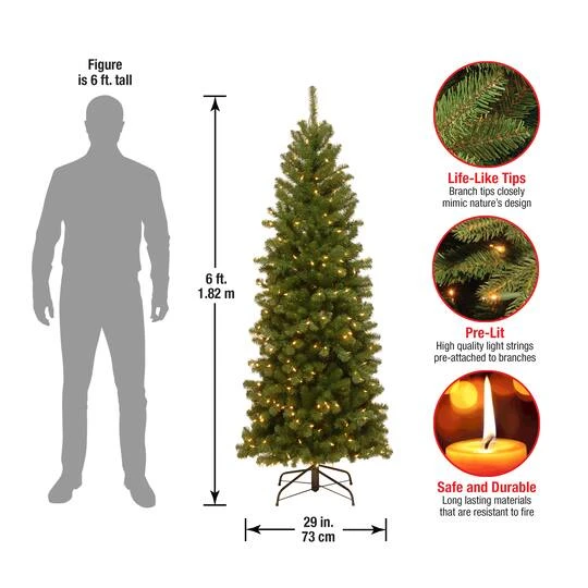 6ft. Pre-Lit North Valley® Spruce Artificial Christmas Tree, Clear Lights 9 6ft. Pre-Lit North Valley® Spruce Artificial Christmas Tree, Clear Lights - Image 7