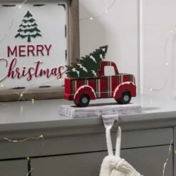 Glitzhome® 6" Red Truck & Tree Stocking Holder -Michaels X-Mas Decor D231676S 3