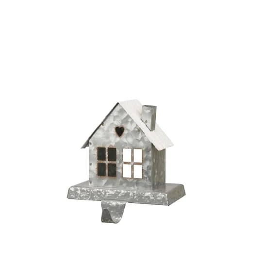 Glitzhome® 6" Galvanized House Stocking Holder 4 Glitzhome® 6" Galvanized House Stocking Holder - Image 2