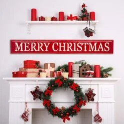 Glitzhome® 45.75" Merry Christmas Metal Wall Sign -Michaels X-Mas Decor D231743S 2