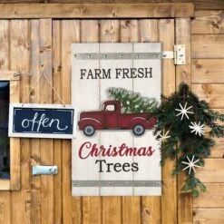 Glitzhome® 24" Wooden & Metal Truck Wall Décor -Michaels X-Mas Decor D231745S 2