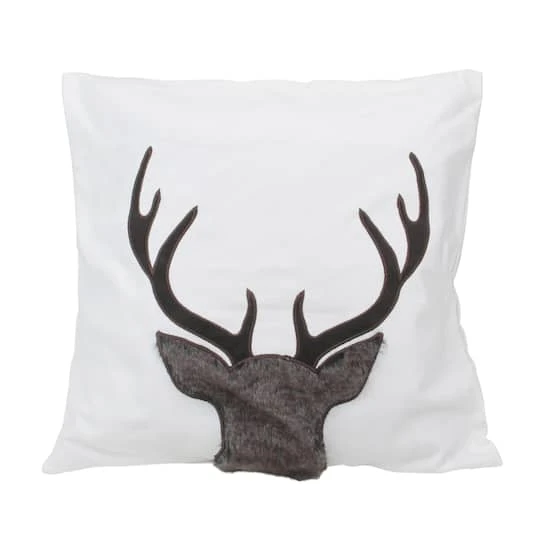 Northlight White & Brown Reindeer Throw Pillow Cover 3 Northlight White & Brown Reindeer Throw Pillow Cover