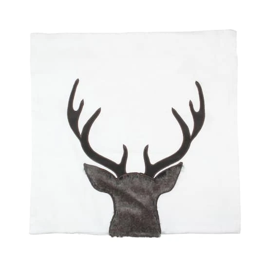 Northlight White & Brown Reindeer Throw Pillow Cover 5 Northlight White & Brown Reindeer Throw Pillow Cover - Image 3