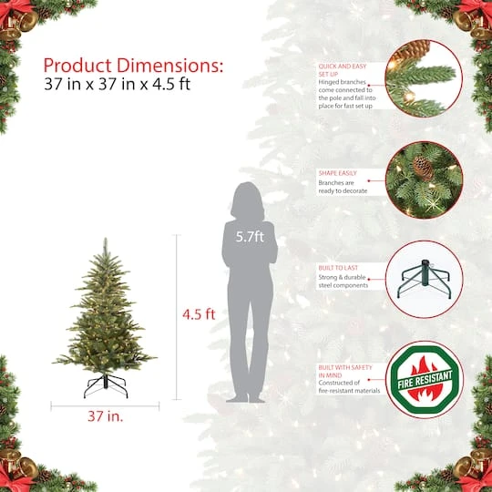 4.5ft. Pre-Lit Aspen Fir Artificial Christmas Tree, Clear Lights 8 4.5ft. Pre-Lit Aspen Fir Artificial Christmas Tree, Clear Lights - Image 6