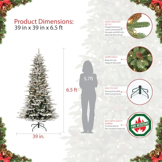 6.5ft. Pre-Lit Aspen Fir Artificial Christmas Tree, Clear Lights 8 6.5ft. Pre-Lit Aspen Fir Artificial Christmas Tree, Clear Lights - Image 6