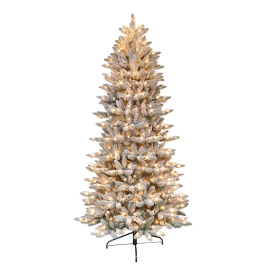 4.5ft. Pre-Lit Slim Flocked Fraser Fir Artificial Christmas Tree, Clear Lights 4 4.5ft. Pre-Lit Slim Flocked Fraser Fir Artificial Christmas Tree, Clear Lights - Image 2