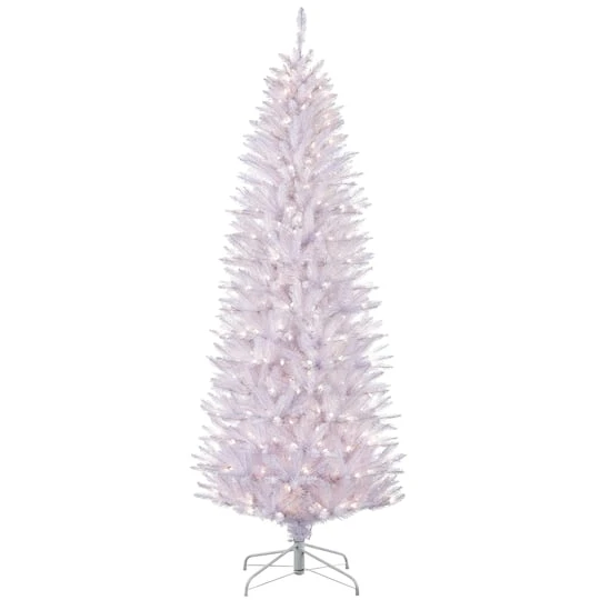 7.5ft. Pre-Lit White Fraser Fir Pencil Artificial Christmas Tree, Clear Lights 4 7.5ft. Pre-Lit White Fraser Fir Pencil Artificial Christmas Tree, Clear Lights - Image 2