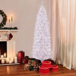 7.5ft. Pre-Lit White Fraser Fir Pencil Artificial Christmas Tree, Clear Lights 12 7.5ft. Pre-Lit White Fraser Fir Pencil Artificial Christmas Tree, Clear Lights -Michaels X-Mas Decor D248413S 21