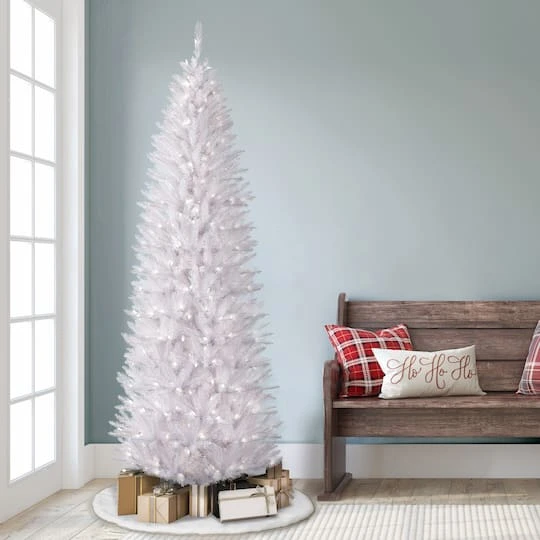7.5ft. Pre-Lit White Fraser Fir Pencil Artificial Christmas Tree, Clear Lights 9 7.5ft. Pre-Lit White Fraser Fir Pencil Artificial Christmas Tree, Clear Lights - Image 7