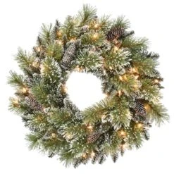 24" Pre-Lit Snowy Wreath -Michaels X-Mas Decor D248478S 5