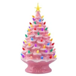 24" Pink Lit Nostalgic Christmas Tree 6 24" Pink Lit Nostalgic Christmas Tree -Michaels X-Mas Decor D250237S 1 1