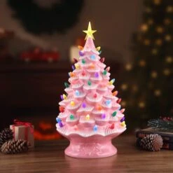 24" Pink Lit Nostalgic Christmas Tree 7 24" Pink Lit Nostalgic Christmas Tree -Michaels X-Mas Decor D250237S 2