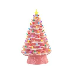 18" Pink Lit Nostalgic Christmas Tree -Michaels X-Mas Decor D250240S 1 1
