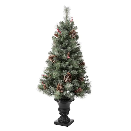 4ft. Pre-Lit Flocked Pinecones & Berries Christmas Tree With Warm White Lights 6 4ft. Pre-Lit Flocked Pinecones & Berries Christmas Tree With Warm White Lights - Image 4